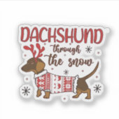 Dachshund Through The Snow Christmas Dog Lover シール (正面)