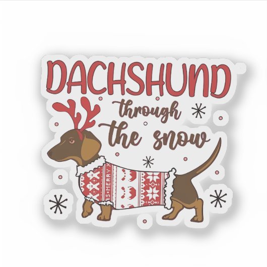 Dachshund Through The Snow Christmas Dog Lover シール (正面)