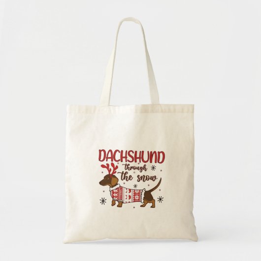 Dachshund Through The Snow Christmas Dog Lover トートバッグ (正面)