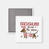Dachshund Through The Snow Christmas Dog Lover マグネット (正面/裏面)