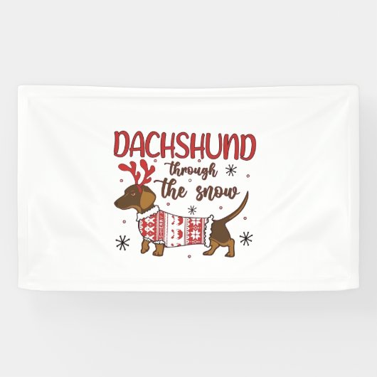 Dachshund Through The Snow Christmas Dog Lover 横断幕 (横)