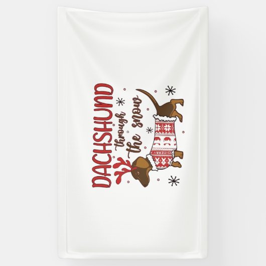 Dachshund Through The Snow Christmas Dog Lover 横断幕 (縦)