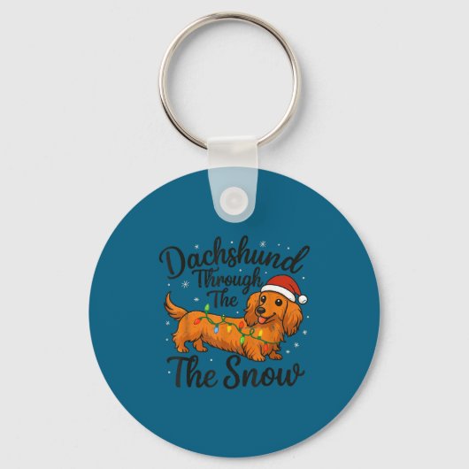 Dachshund Through The Snow Christmas Pajama Toddle キーホルダー (正面)