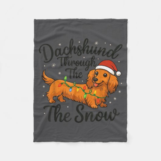 Dachshund Through The Snow Christmas Pajama Toddle フリースブランケット (正面)