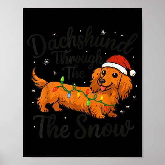 Dachshund Through The Snow Christmas Pajama Toddle ポスター (正面)