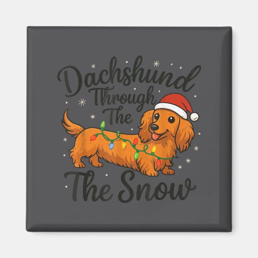 Dachshund Through The Snow Christmas Pajama Toddle マグネット (正面)