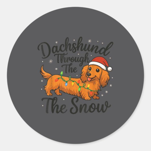 Dachshund Through The Snow Christmas Pajama Toddle ラウンドシール (正面)