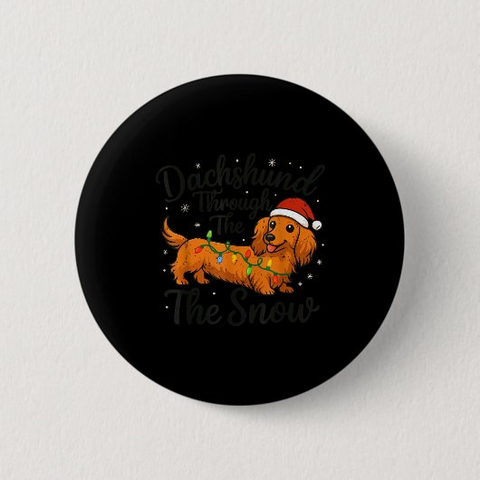 Dachshund Through The Snow Christmas Pajama Toddle 缶バッジ (正面)