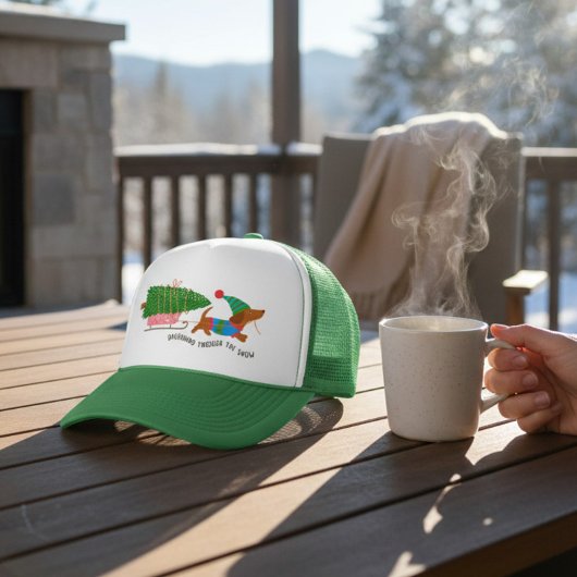 Dachshund Through The Snow Cute Christmas Dog キャップ