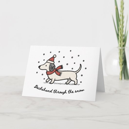 Dachshund Through the Snow - Funny Christmas Card シーズンカード (正面)