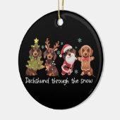 Dachshund Through The Snow Funny Christmas Dogs セラミックオーナメント (左)