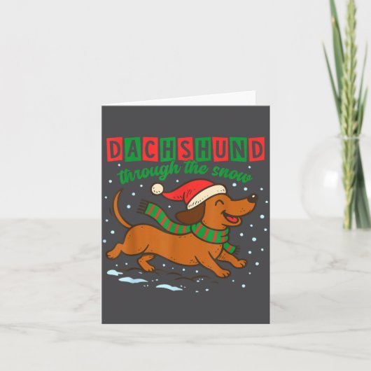 Dachshund Through The Snow Funny Christmas Wiener  カード (正面)