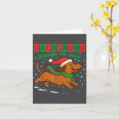 Dachshund Through The Snow Funny Christmas Wiener  カード (黄色い花)
