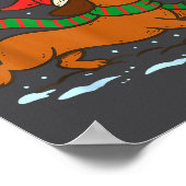 Dachshund Through The Snow Funny Christmas Wiener ポスター (角)
