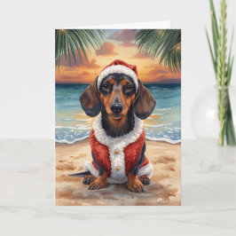 Dachshund Through the Snow Holiday Card カード