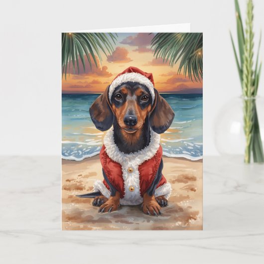 Dachshund Through the Snow Holiday Card カード (正面)