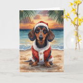 Dachshund Through the Snow Holiday Card カード (黄色い花)