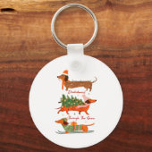 Dachshund Through The Snow Merry Christmas Dachshu キーホルダー (正面)