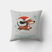 Dachshund through the Snow puppy dog Christmas クッション (裏面)
