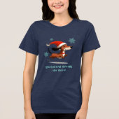 Dachshund through the Snow puppy dog Christmas トライブレンドＴシャツ (正面)