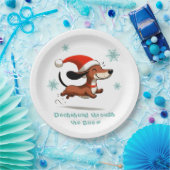Dachshund through the Snow puppy dog Christmas ペーパープレート (パーティー)
