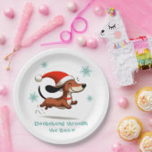 Dachshund through the Snow puppy dog Christmas ペーパープレート (パーティー)