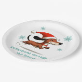 Dachshund through the Snow puppy dog Christmas ペーパープレート (アングル)