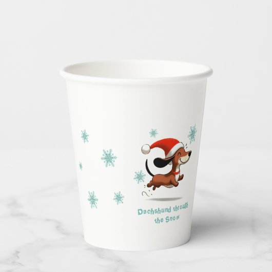 Dachshund through the Snow puppy dog Christmas 紙コップ (裏面)