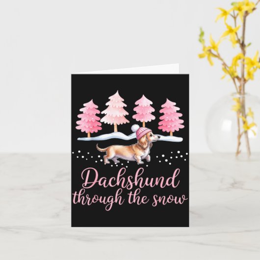 Dachshund Through The Snow Wiener Dog Christmas カード (黄色い花)