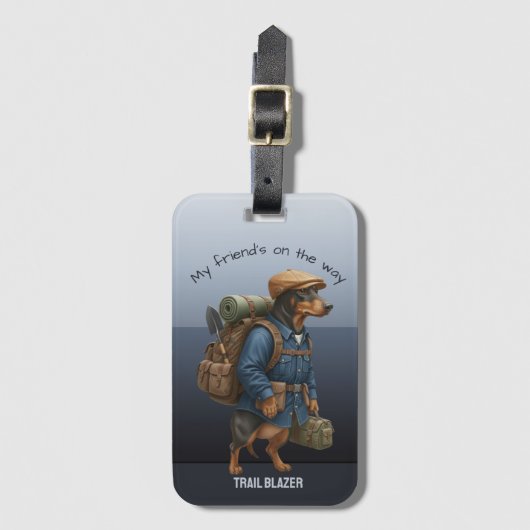 Dachshund Trail Blazer Hiker Personalized  ラゲッジタグ (正面縦)