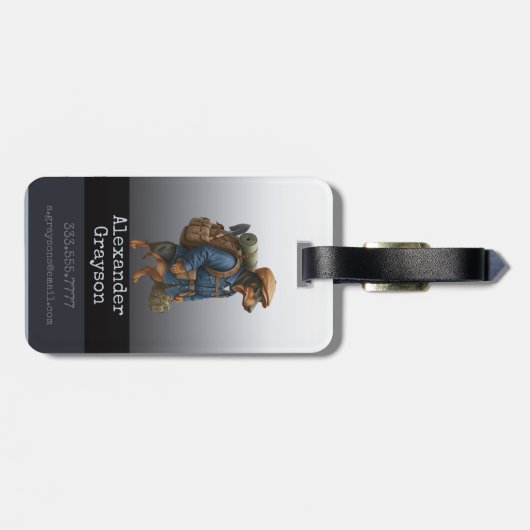 Dachshund Trail Blazer Hiker Personalized Luggage ラゲッジタグ (裏面横)
