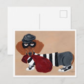 Dachshund Treat Thief Burglar シーズンポストカード (正面/裏面)