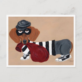 Dachshund Treat Thief Burglar シーズンポストカード