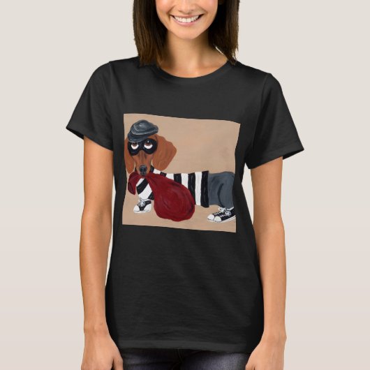 Dachshund Treat Thief Burglar Tシャツ (正面)