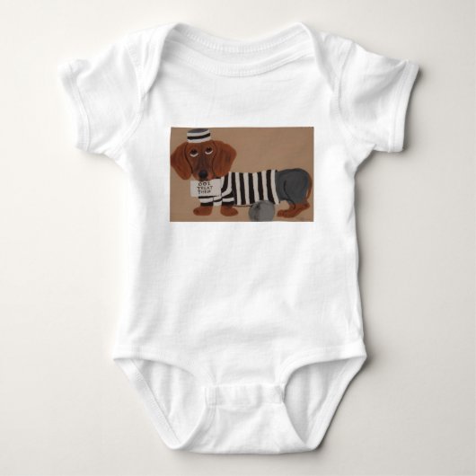 Dachshund Treat Thief inmate ベビーボディスーツ (正面)