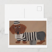 Dachshund Treat Thief Jailbird ポストカード (正面/裏面)