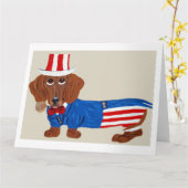Dachshund Uncle Sam Invitation カード (黄色い花)