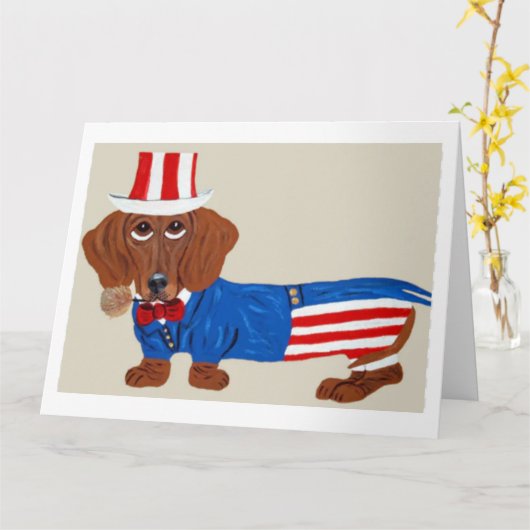 Dachshund Uncle Sam Invitation カード (黄色い花)