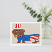 Dachshund Uncle Sam Invitation ポストカード (スタンド正面)
