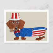 Dachshund Uncle Sam Invitation ポストカード (正面)