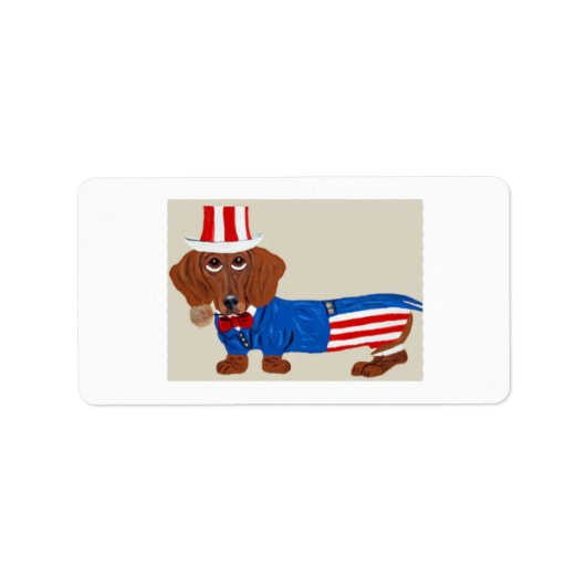Dachshund Uncle Sam Invitation ラベル (正面)
