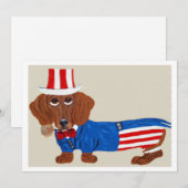 Dachshund Uncle Sam Invitation 招待状 (正面/裏面)