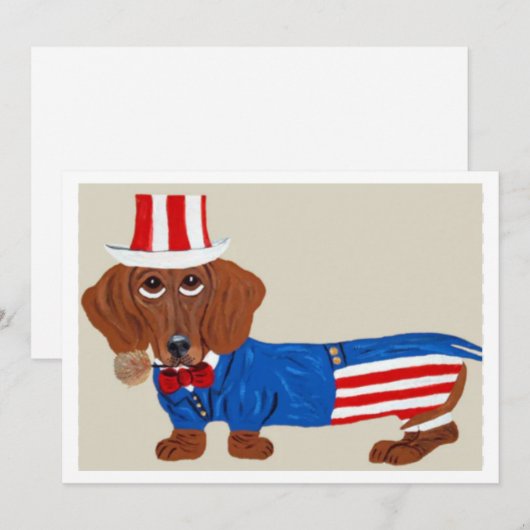 Dachshund Uncle Sam Invitation 招待状 (正面/裏面)