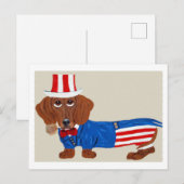 Dachshund Uncle Sam Invitation 案内ポストカード (正面/裏面)