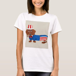 Dachshund Uncle Sam Tシャツ