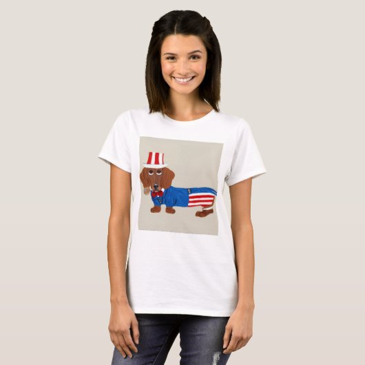 Dachshund Uncle Sam Tシャツ (正面フル)