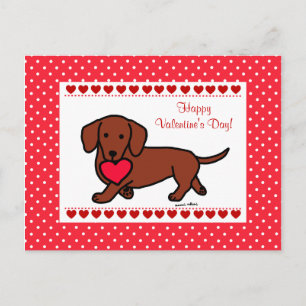 Dachshund Valentine Cartoon シーズンポストカード