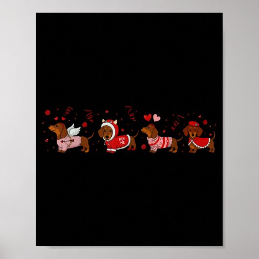 Dachshund Valentine Dachshund Valentine’s Day Saus ポスター (正面)