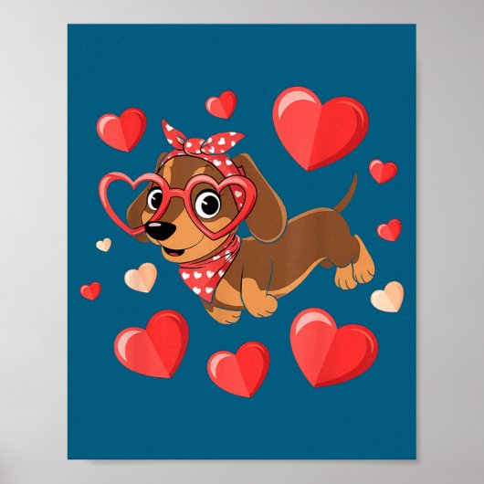 Dachshund Valentines Day Wiener Dog Lover Weenie H ポスター (正面)