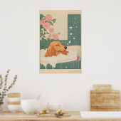 Dachshund Wall Art Japanese Style Bathroom Print ポスター (キッチン)